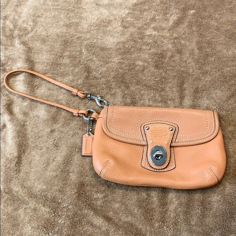 Coach peach clutch handbag